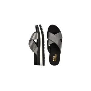Heeled Mules*Bullboxer Mules Black/Silver 078036F2S_Bkbktd