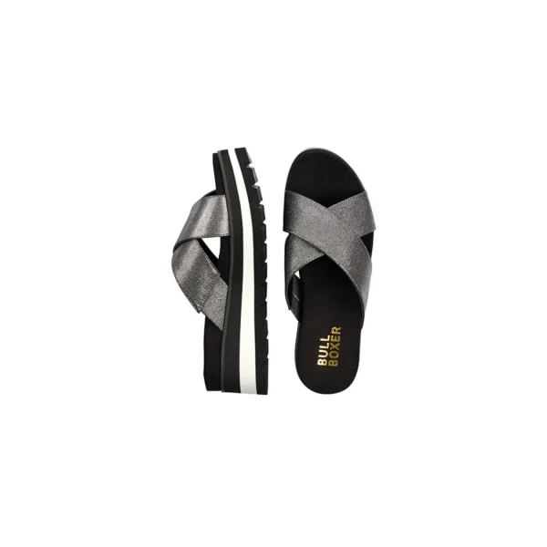Heeled Mules*Bullboxer Mules Black/Silver 078036F2S_Bkbktd