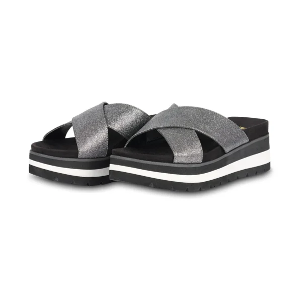 Heeled Mules*Bullboxer Mules Black/Silver 078036F2S_Bkbktd